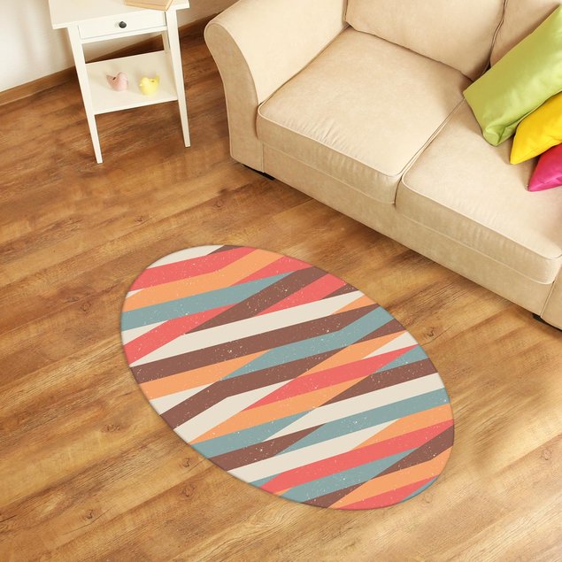tapete oval decorativo listrado colorido tpov0017 2