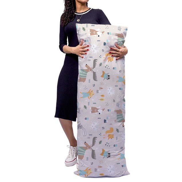 almofada gigante peluciada mdecore animais 130x46 colorido algpe0055